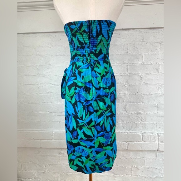 Vintage Byers Too 80’s Floral Strapless Dress Sweetheart Corset Tulip Side Tie - Picture 4 of 16